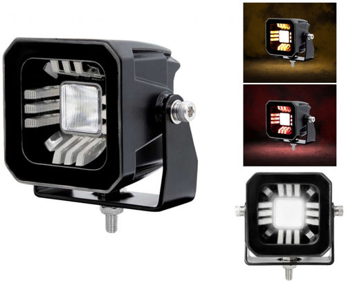 Proiector Led Cu Lumină Alb 6000K + Poziție Rosu Si Portocaliu DRL 12V / 24V 1000Lm E-Mark Pentru ...