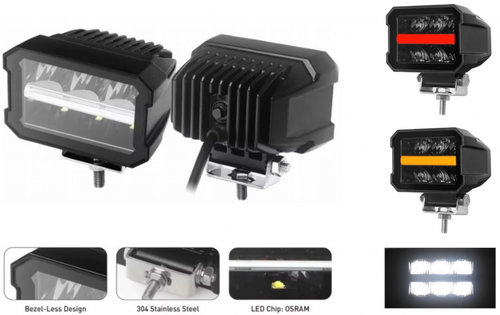 Proiector Led Cu Lumină Alb 6000K Si Lumini De Zi DRL Roșu / Portocaliu 12V / 24V 25W 2200Lm E-Mar...