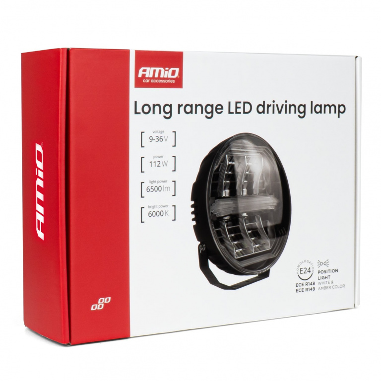 Proiector Led Pentru Distante Lungi Cu Functie De Lumina De Pozitie Amio 112W 6500lm 12V 04534