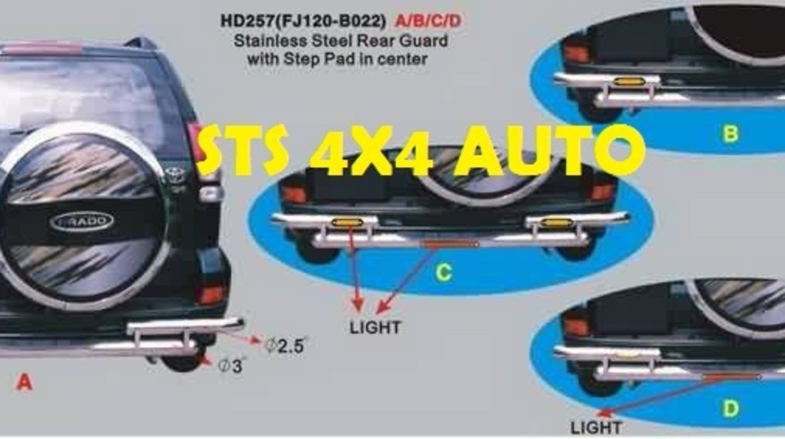 PROTECTIE BARA SPATE DIN INOX TOYOTA LAND CRUISER FJ120 03-09 CU LED