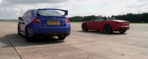 Putere vs. Tractiune: Drag Race intre Jaguar F-Type V6 S si Subaru WRX STI