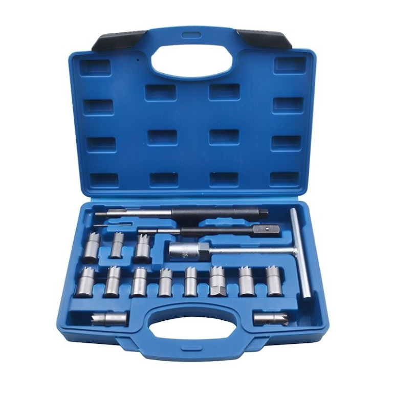 QS20682 Trusa cu freze pentru curatat orificiu injectoare, 17 piese
