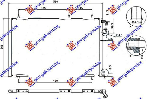 Radiator Ac/ 02- (55 5x36 5x1 6) - Peugeot 206 98 1999 , 6455cj
