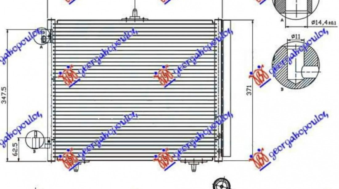 Radiator Ac/ 05- Petr-Dsl (42x37) 3brackets - Citroen C3 2002 , 6455.El