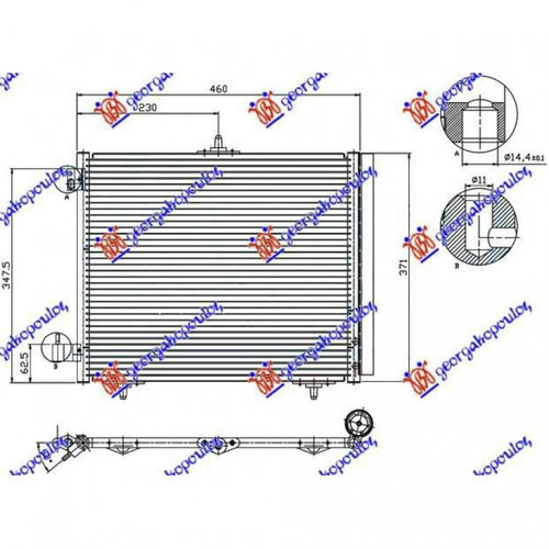 Radiator Ac/ 05- Petr-Dsl (42x37) 3brackets - Citroen C2 2003 , 6455.El
