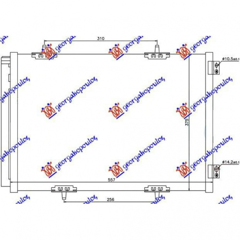 Radiator Ac/ 05- Petr-Dsl (42x37) 3brackets - Peugeot 2008 , 6455.El