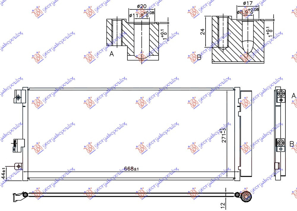 Radiator Ac/ 1 0/1 4 Turbo Benzina (637x280x12) - Opel Adam 2012 , 1850742