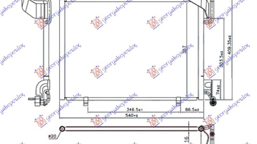 Radiator Ac/ 1 0 12v Turbo Ecoboost (540x350x16) 18/18mm - Ford Fiesta 2013 , 1819980