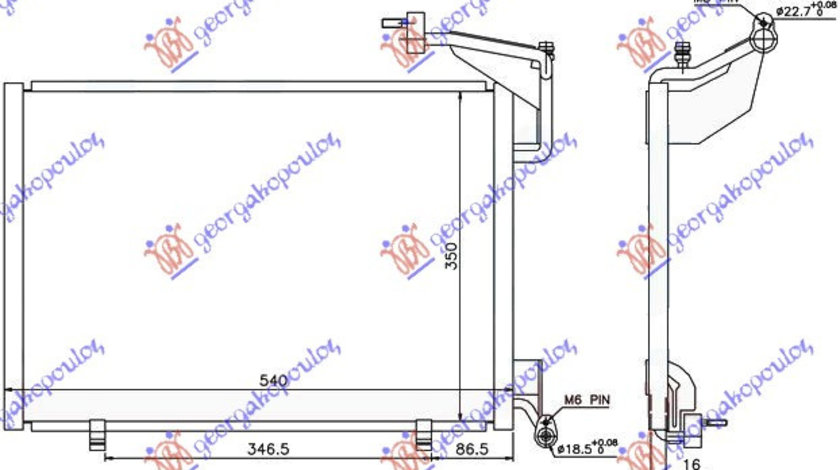 Radiator Ac/ 1 0 12v Turbo Ecoboost (540x350x16) 22/18mm - Ford Fiesta 2013 , 1763694