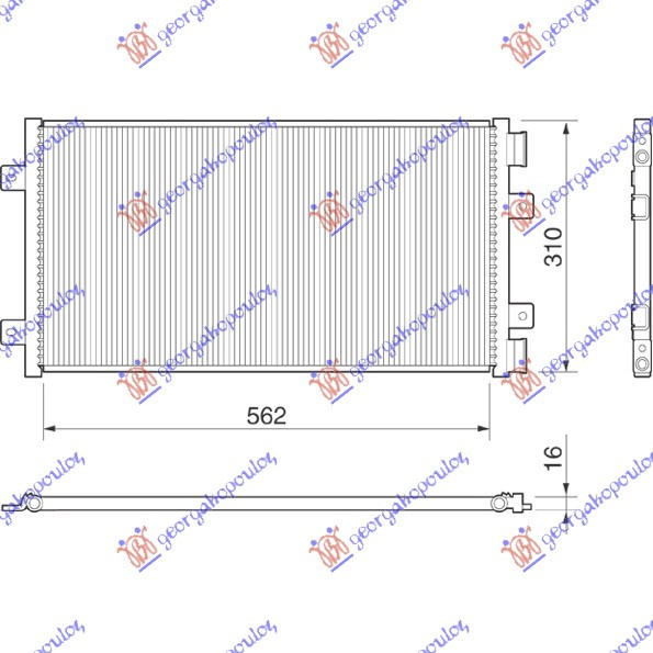 Radiator Ac/ 1 2i8v-16v (56x31) T Mar 01-02 - Fiat Punto 1999 , 46799862
