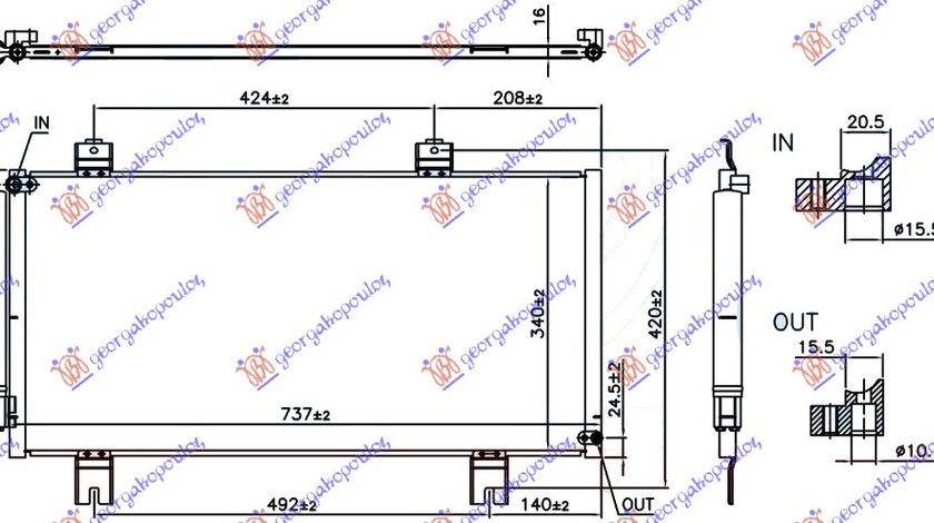 Radiator Ac/ 1 3 Benzina (73 7x35 3x1 6) - Honda Jazz 2012 , 80100-T5b-003