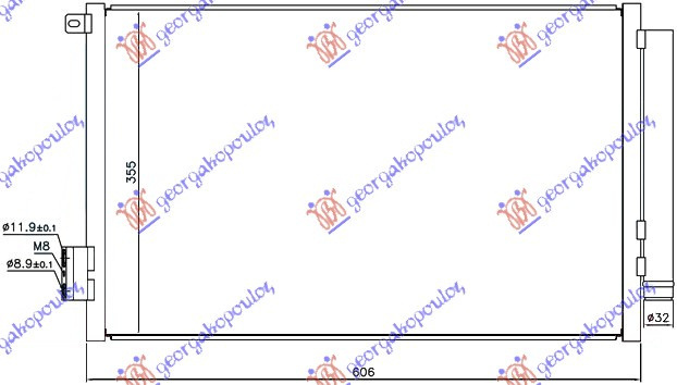 Radiator Ac/ 1 4i-16v (57x35x16) - Fiat 500 L 2012 , 51887906