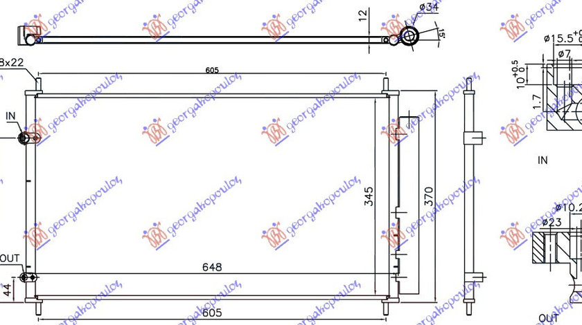 Radiator Ac/ 1 5 Hybrid 15- (600x355x16) - Toyota Yaris 2014 , 8846012590