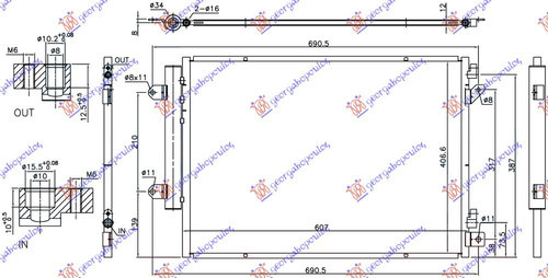 Radiator Ac/ 1 6 Ddis Diesel (607x407x12) W/Start/Stop - Suzuki Sx4 S-Cross 2013 , 9531062m10