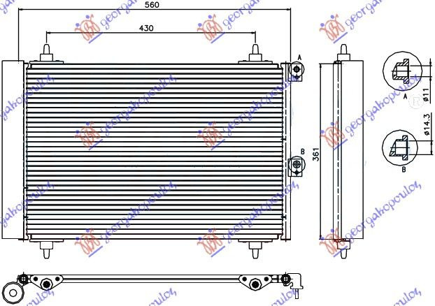 Radiator Ac/ 1 6 Hdi (52x36x17) - Citroen Berlingo 2002 , 6455cn
