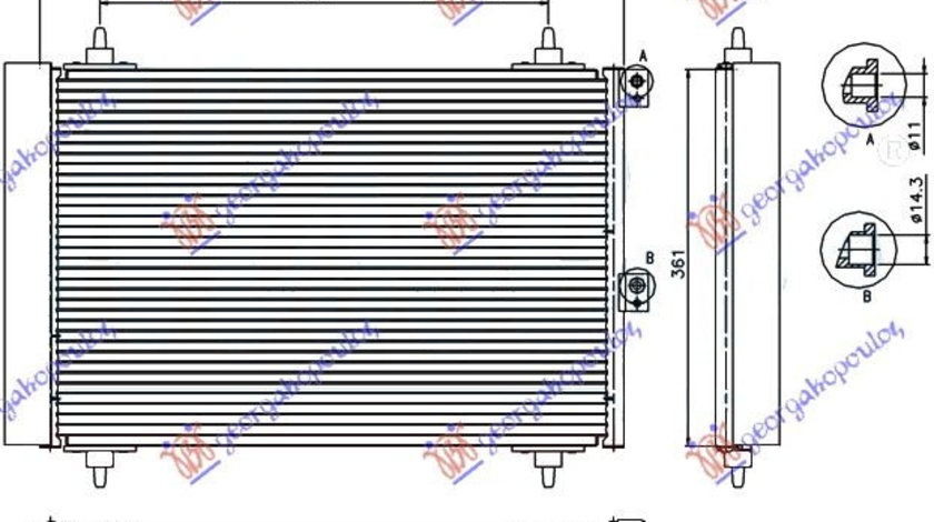 Radiator Ac/ 1 6 Hdi (52x36x17) - Citroen Berlingo 2002 , 6455cn