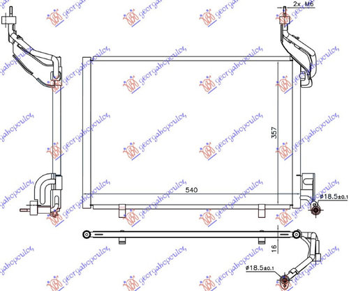 Radiator Ac/ 1 6 Tdci Diesel 14- (540x357x16) - Ford Fiesta 2013 , 1856009