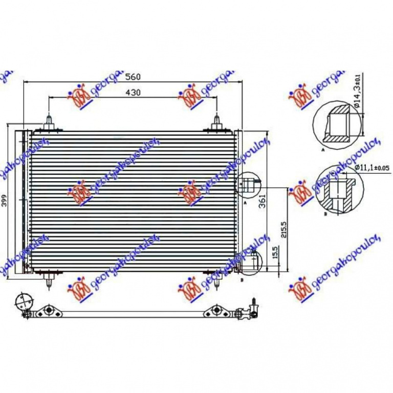 Radiator Ac/ 1 9-2 0 Diesel(52x36x1 6) - Citroen Berlingo 2002 , 6455y9