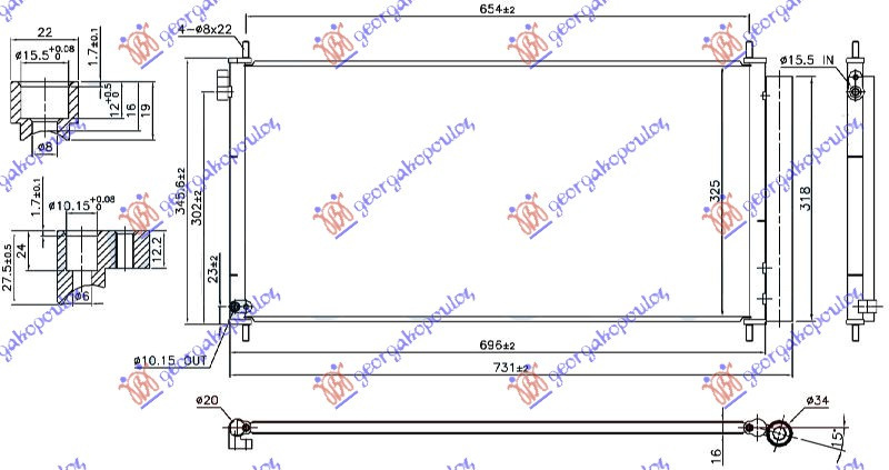Radiator Ac/ 2 0 D4d Diesel (696x325x16) - Toyota Auris 2012 , 8845002420