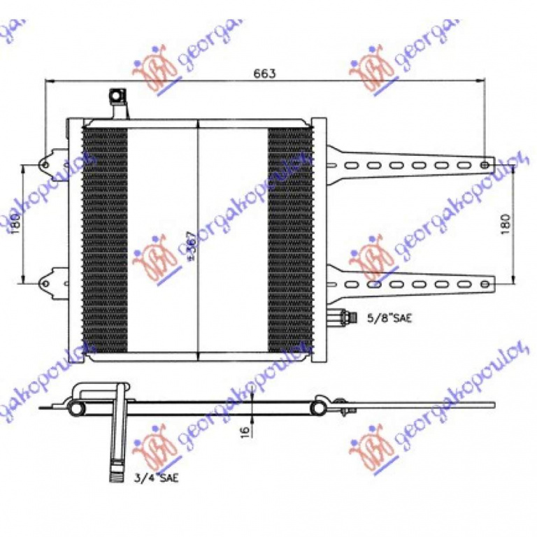 Radiator Ac/ (33 5x36 5x2 2) - Seat Arosa 1997 , 6n0820413b