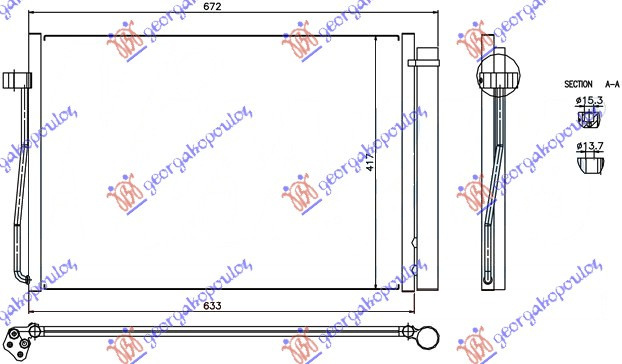 Radiator Ac/ (58 7x42x16) - Bmw Series 5 (E60/61) 2003 , 64508379885