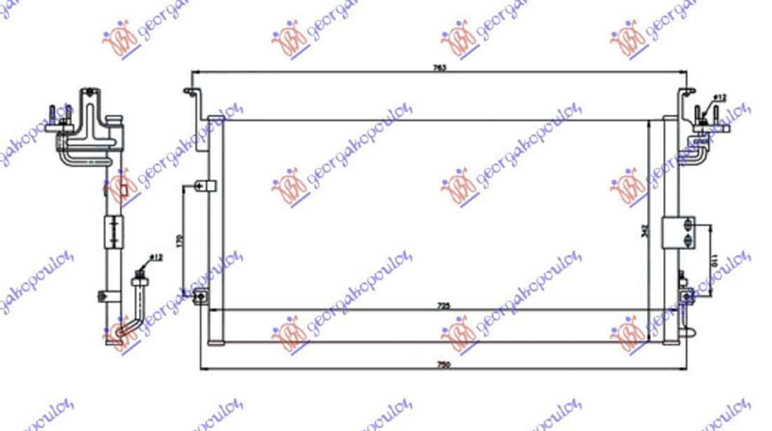 Radiator Ac/ (720x340x16) - Hyundai Sonata 1992 , 9760638003