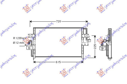 Radiator Ac/ -92 (59 7x30 5x2 5)(In/Out12mm) - Nissan Primera (P10) Sdn-L/B 90-96, 92110-60j00