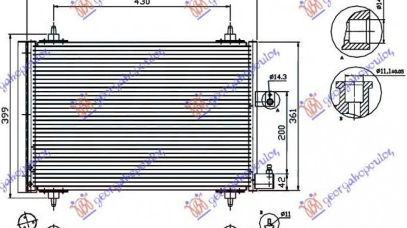 Radiator Ac/ 99- Petr/Ds (52x36) - Peugeot 406 Coupe 1996 , 6453ec