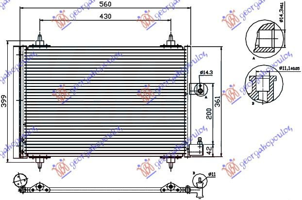 Radiator Ac/ 99- Petr/Ds (52x36) - Peugeot 406 Sdn 1996 , 6453ec