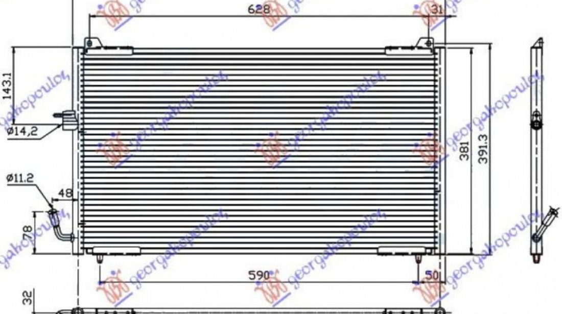 Radiator Ac/ 99- Petr/Ds (65x38) - Peugeot 406 Coupe 1996 , 6455y1