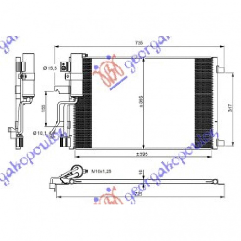 Radiator Ac/ Benzina (600x385x16) - Nissan Qashqai 2010 , 92100jd200