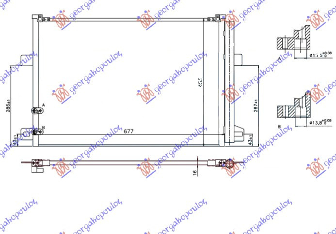Radiator Ac/ Benzina-Diesel (640x440x16) - Vw P/U Amarok 2010 , 2h0820411