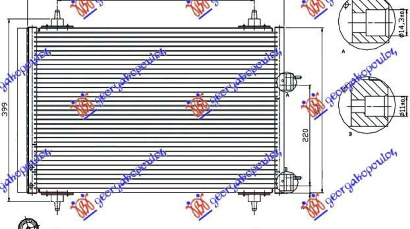 Radiator Ac/ - Diesel (51x37) - Peugeot 307 2001 , 6455aa