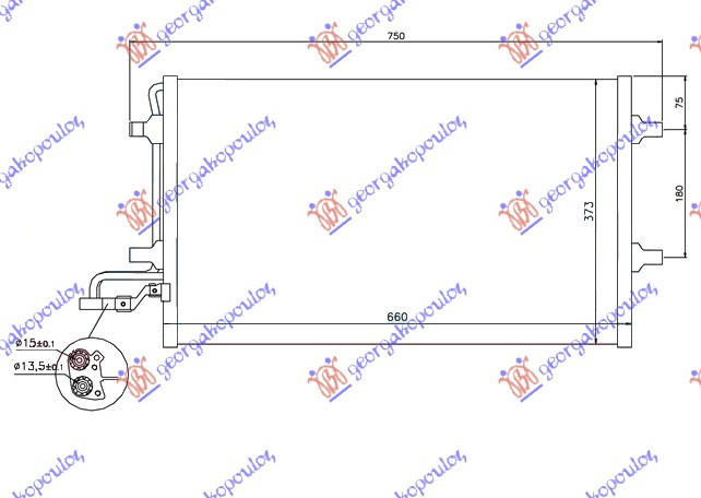 Radiator Ac/ /Diesel (59x38) In/Out 15 - Volvo S40 2003 , 31292022.4