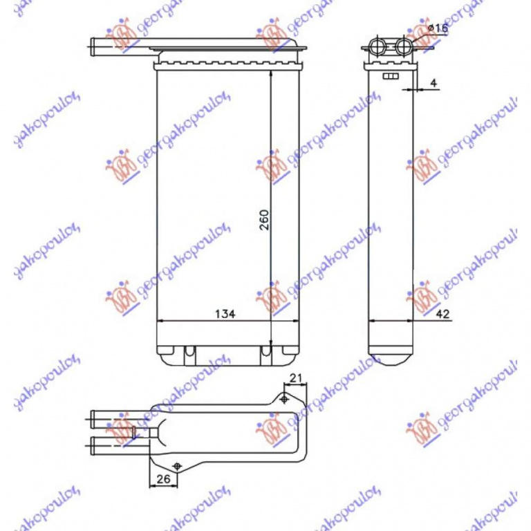 Radiator Ac/ /Diesel (59x38) In/Out 15 - Volvo V50 2007 , 31292022.4