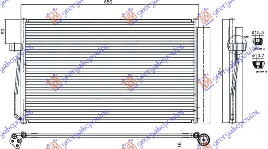 Radiator Ac/ Diesel (60 8x38 2x1 6) - Bmw Series 5 (E60/61) 2003 , 64508381362