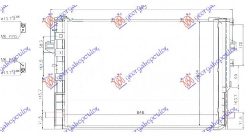 Radiator Ac/ -Diesel (61x45 8) - Mercedes A Class (W176) 2012 , A2465000454