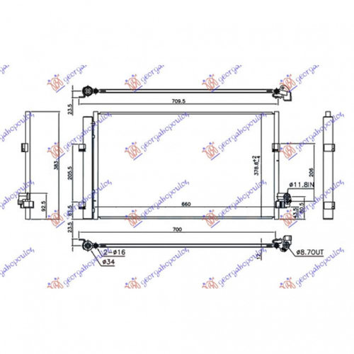 Radiator Ac/ Diesel (630x380x12) - Bmw Series 5 (G30/G31) 2016 , 64539364258
