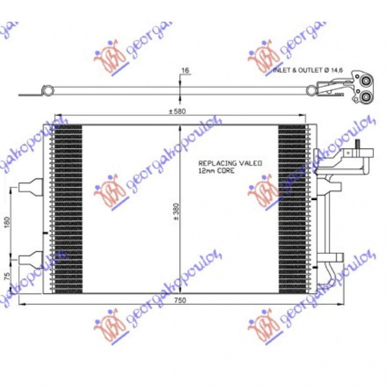 Radiator Ac/ /Diesel (63x38) In/Out 14 4mm - Volvo C30 2010 , 30755665