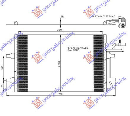 Radiator Ac/ /Diesel (63x38) In/Out 14 4mm - Volvo S40 2003 , 30755665