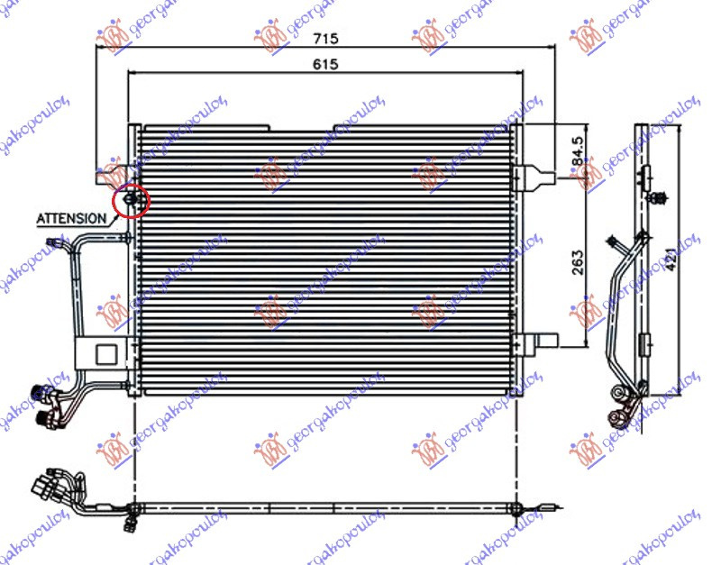Radiator Ac/ -Diesel (94-96) (56 5x42) - Audi A4 1994 , 8d0260401a