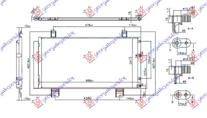 Radiator Ac/ Model Benzina (640x340x16) - Lexus Is Ii 2005 , 8846053030
