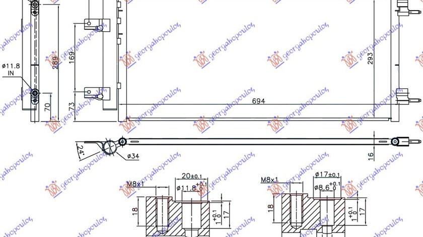 Radiator Ac/ Model Benzina/Diesel Turbo (640x290x16) - Opel Astra K 5 Usi/S.W. 2016 , 39011385