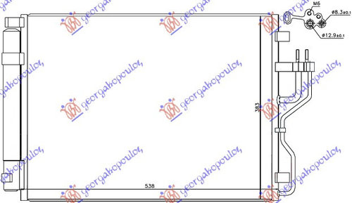Radiator Ac/ Models Diesel (535x380x16) (Czech) - Hyundai Ix35/Tucson 2010 , 97606-2y000