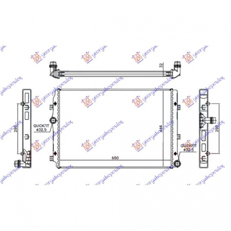 Radiator Apa 2 0tsi Benzina (195x185x26) - Vw Golf Viii 1999 , 5q0121251hd