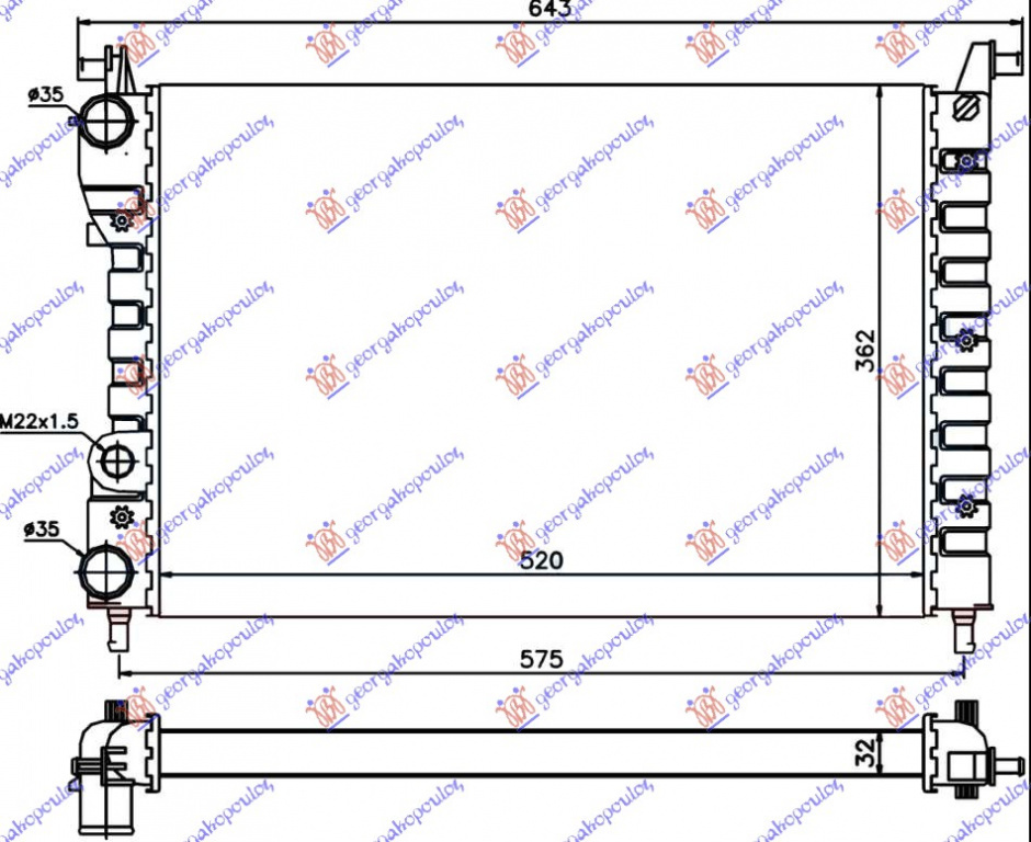 Radiator Apa - Fiat Palio 1999 , 46449104
