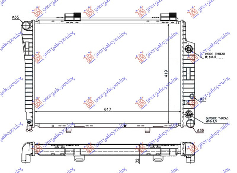 Radiator Apa - Mercedes C Class (W202) 1993 , 2025002203