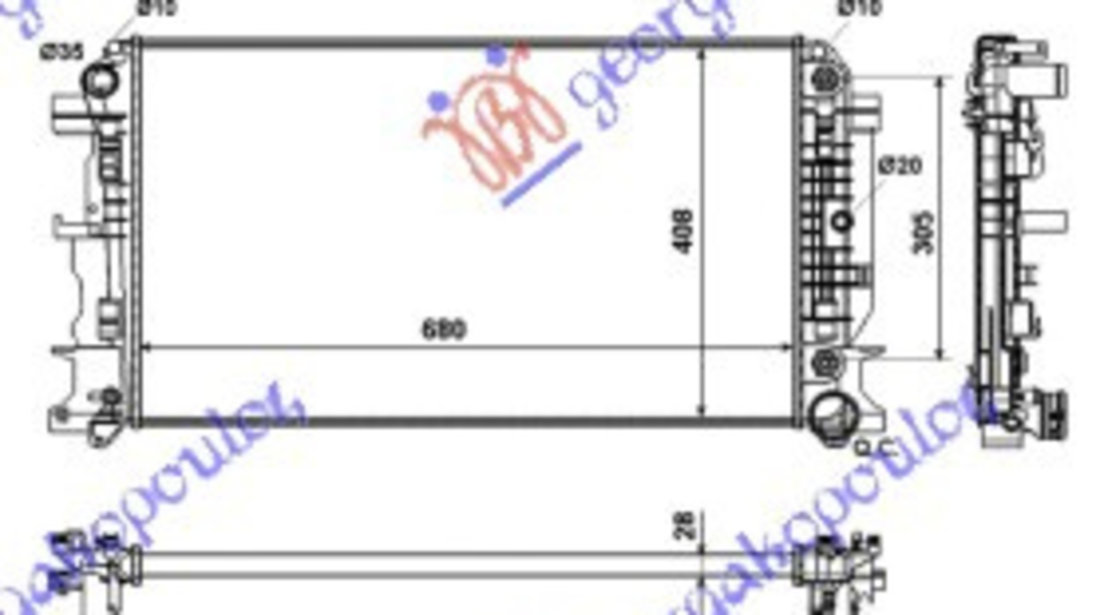 Radiator Apa - Mercedes Sprinter 209-524 (W906) 2006 , 9065000402