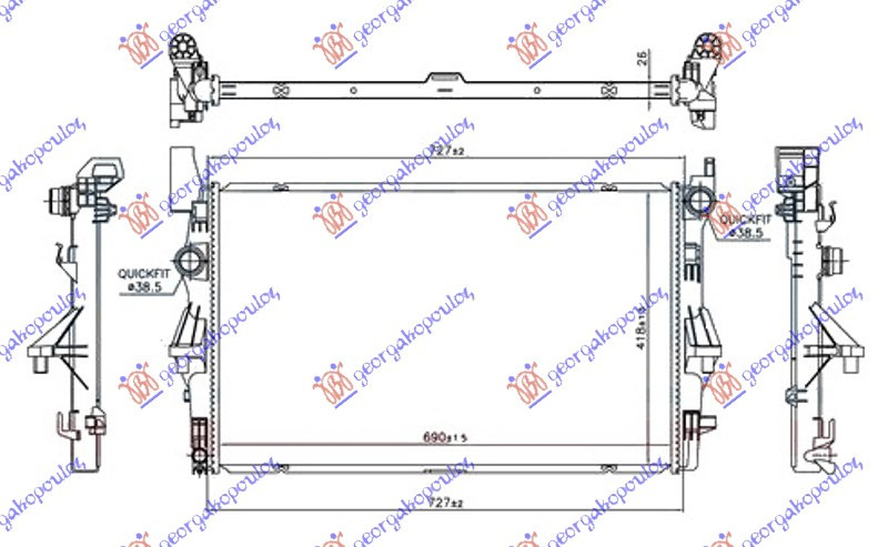 Radiator Apa - Mercedes Vito (W447) 2015 , 4475010101