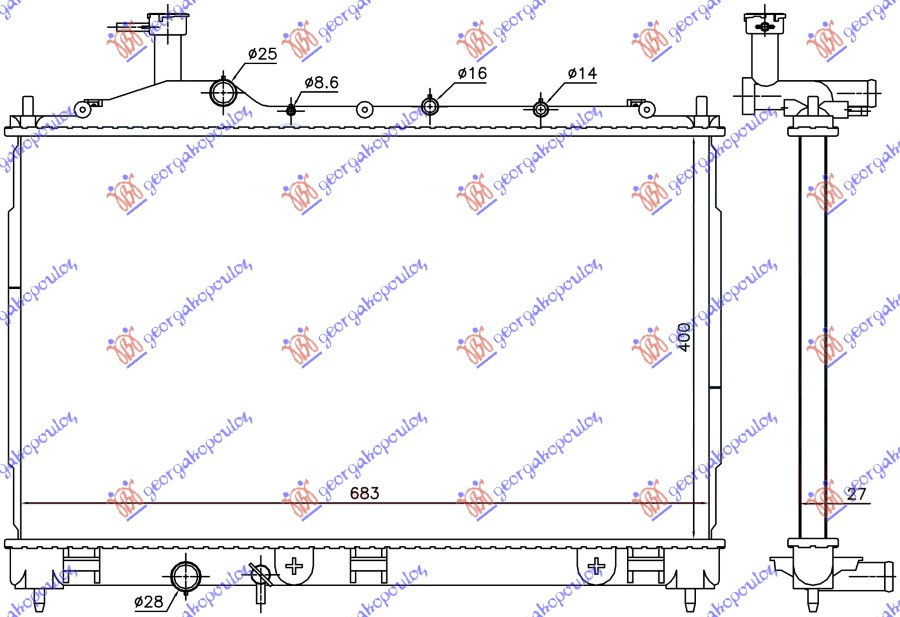 Radiator Apa - Mitsubishi Outlander 2013 , 1350a604